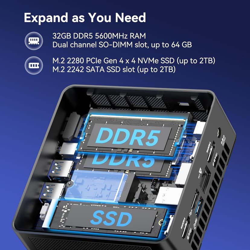 GEEKOM IT15 Mini PC, The Most Powerful with 15th Gen Intel Ultra 5 225H, 32GB DDR5 1TB NVMe SSD, Intel Arc 130T GPU (83 Tops), WiFi 7, 8K Quad Display, Win 11 Pro, SD Slot, Creators/Developers/Office