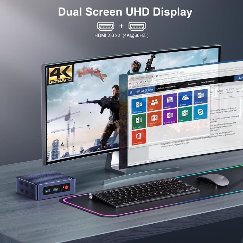 Beelink Mini PC, Mini S12 Pro Intel 12th N100(Up to 3.4GHz), 16GB DDR4 500GB M.2 SSD, Desktop Computers Support 4K Dual HDMI Display/WiFi6/BT5.2/USB3.2/1000Mbps LAN/WOL Home/Office