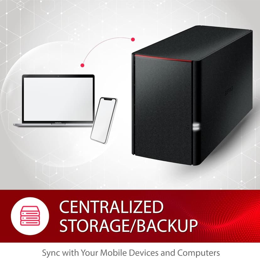 BUFFALO LinkStation SoHo 220 12TB 2-Bay NAS Network Attached Storage with HDD Hard Drives Included NAS Storage That Works as Small Office and Home Cloud or Network Storage Device for Home Office