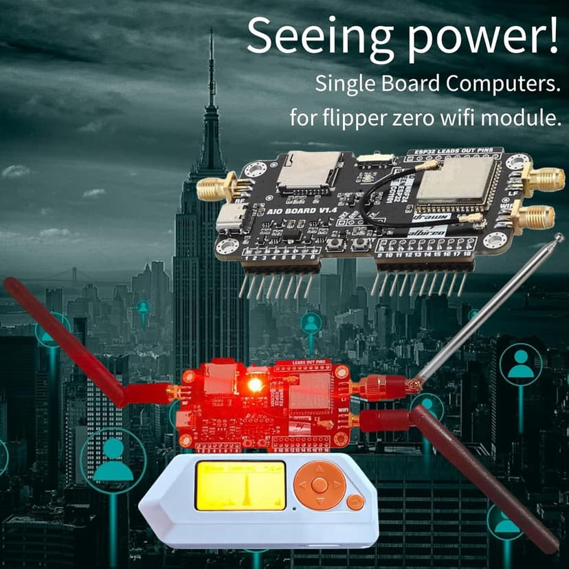 WiFi Devboard for Flipper Zero Device, 4 in 1 Wireless Sniffer and Mouse Jacker WiFi Antenna Module, 2.4/5GHz CC1101 Modification Module, WiFi Multiboard Accessories Wireless Transceiver Module DIY