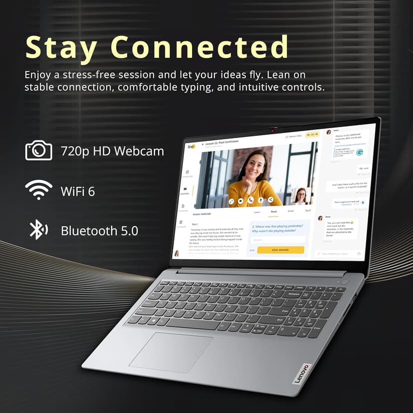 Lenovo Ideapad 1 15.6" HD Anti-Glare Laptop, Intel Celeron N4500, 12GB RAM, 416GB Storage(256GB SSD+160GB Docking Station Set), Intel UHD Graphics, Num Pad, Webcam, Win 11s, Grey