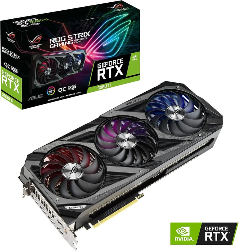 Asus ROG Strix NVIDIA GeForce RTX 3080 Ti OC Edition Gaming Graphics Card (PCIe 4.0, 12GB GDDR6X, HDMI 2.1, DisplayPort 1.4a, Axial-tech Fan Design, 2.9-Slot, Super Alloy Power II, GPU Tweak II)