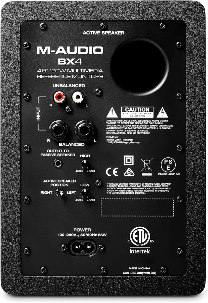 M-AUDIO BX4 Pair 4.5" 120W Studio Monitors, HD PC Speakers for Recording and Multimedia with Music Production Software