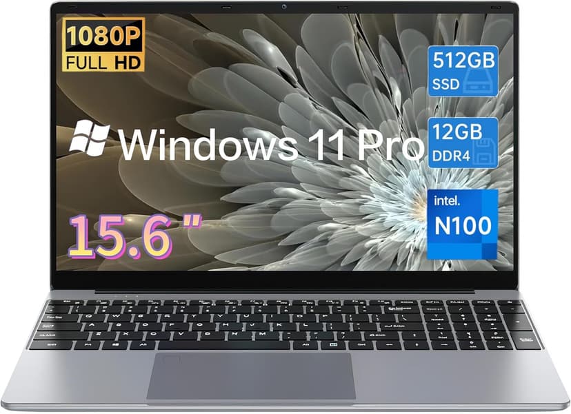 15.6 inch Laptop, 12th Alder Lake N100(Turbo 3.4GHz) Processor,12GB RAM, 512GB SSD, 2K FHD IPS Laptops, 2.4G/5G WiFi, Webcam,Full-Featured Type-C,Ultra-Thin Notebook