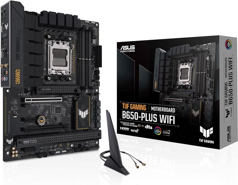 ASUS TUF GAMING B650-PLUS WIFI AMD B650 AM5 Ryzen™ Desktop 9000 8000 and 7000 ATX motherboard, 14 power stages, PCIe® 5.0 M.2 , DDR5 memory, WiFi 6 and 2.5 Gb Ethernet, USB4® support Aura Sync