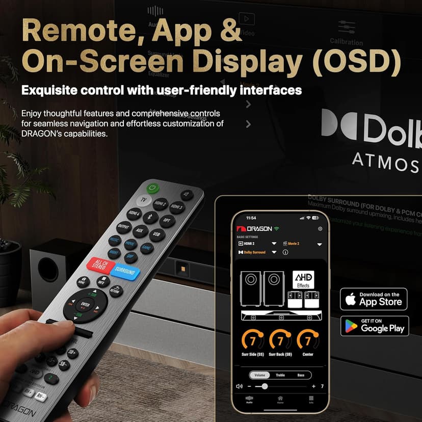 Nakamichi Dragon Home Surround Sound System with Quad 12" Subwoofers, Dolby Atmos and DTS:X Pro. Soundbar Meets AV Receiver