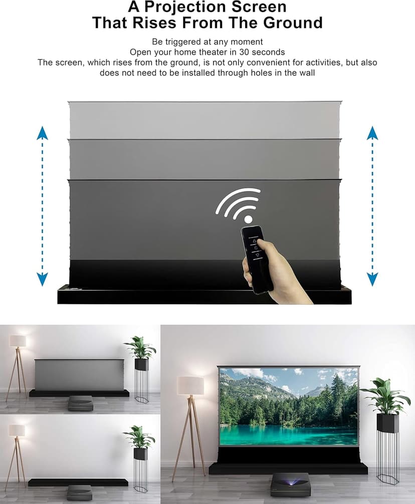 Vivid Storm Since 2004-Projection Screen S PRO Portable Folding Stand Indoor Tension ALR Floor Screen, Home Cinema Movie,Compatible with 4K/3D/HD Ultra Short Throw Laser Projector,VSDSTUST100H