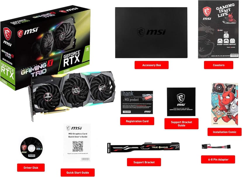 MSI Gaming GeForce RTX 2080 8GB GDRR6 256-bit VR Ready Graphics Card (RTX 2080 GAMING X TRIO)