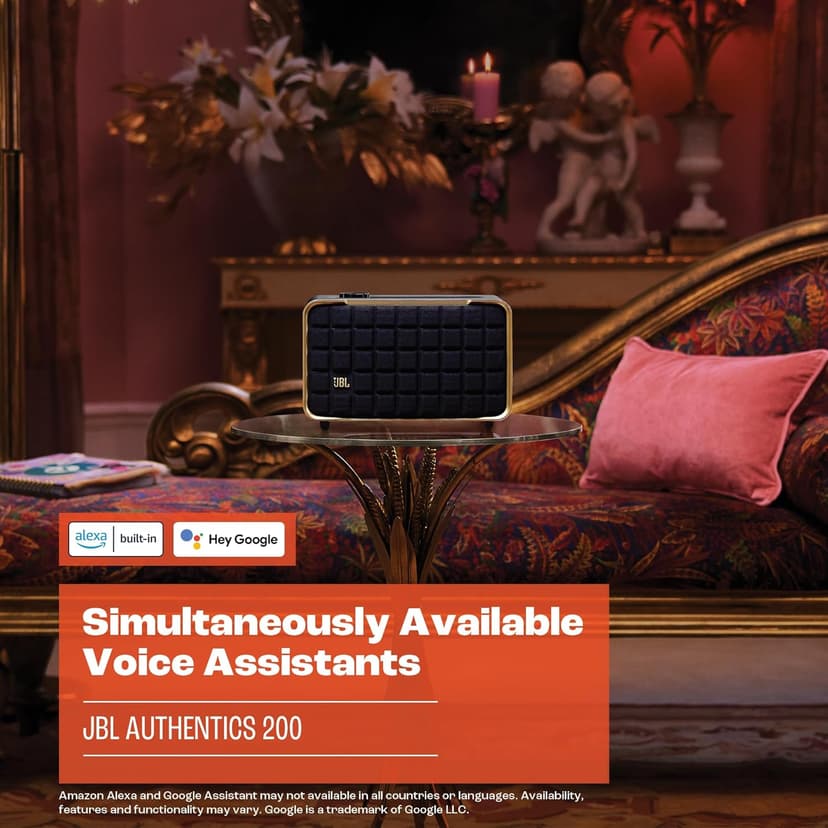 JBL Authentics 200 - Retro Style Smart Home Speaker with Built in Wi-Fi, Bluetooth and Voice Assistants, Alexa and Google Assistant, Multi-Room Playback, Automatic self Tuning (White/Gold)