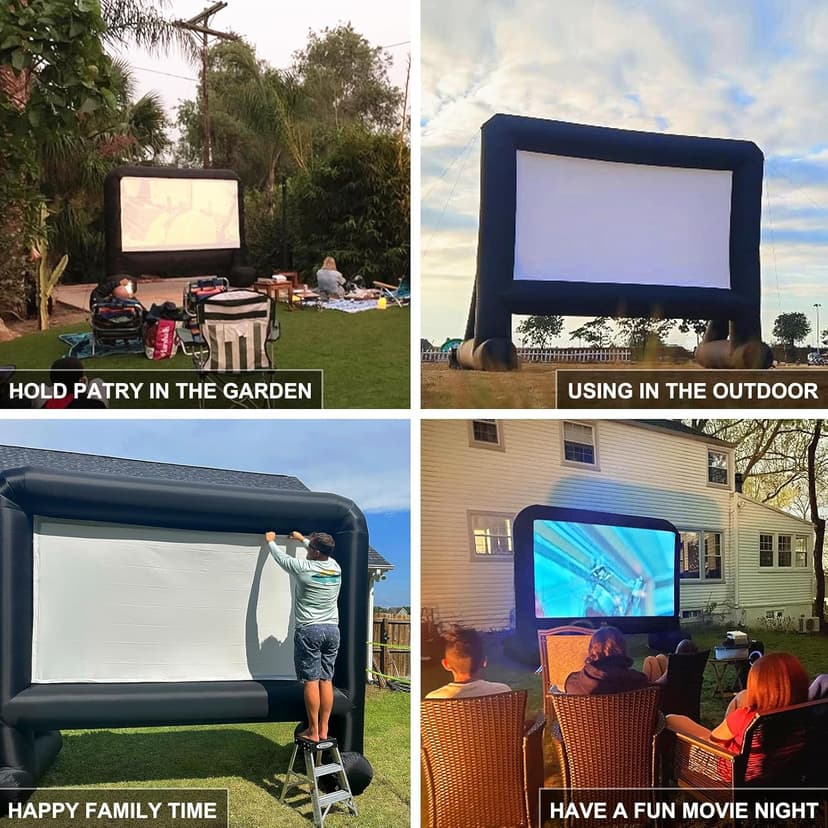 16ft Inflatable Movie Screen Outdoor Projector Screen with Air Blower Storage Bag - Front/Rear Projection, Easy Set Up Blow Up Screen for Backyard Movie Night, Theme Parties, Celebrations