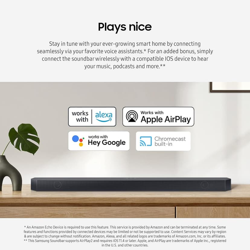 SAMSUNG HW-Q700C 3.1.2ch Soundbar w/Wireless Dolby Audio, Q-Symphony, SpaceFit Sound Pro, Adaptive Sound, Game Mode Pro, Airplay 2, Tap Sound, Chromecast and Alexa Built-in