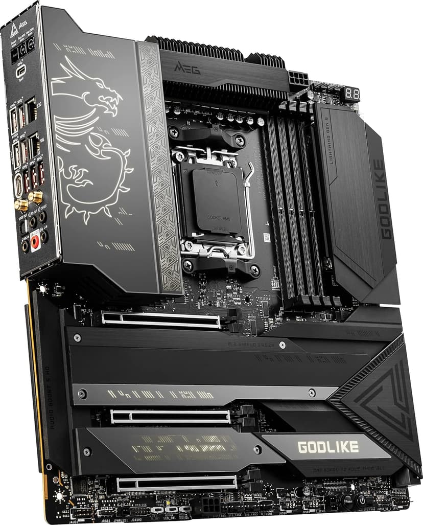 MSI MEG X670E GODLIKE Gaming Motherboard (AMD Ryzen 9000/8000/7000 Series Processors, AM5, DDR5, PCIe 5.0, SATA 6Gb/s, M.2, USB 3.2 Gen 2, Wi-Fi 6E, HDMI/DP, 10Gbps Dual LAN, SLI, EATX)