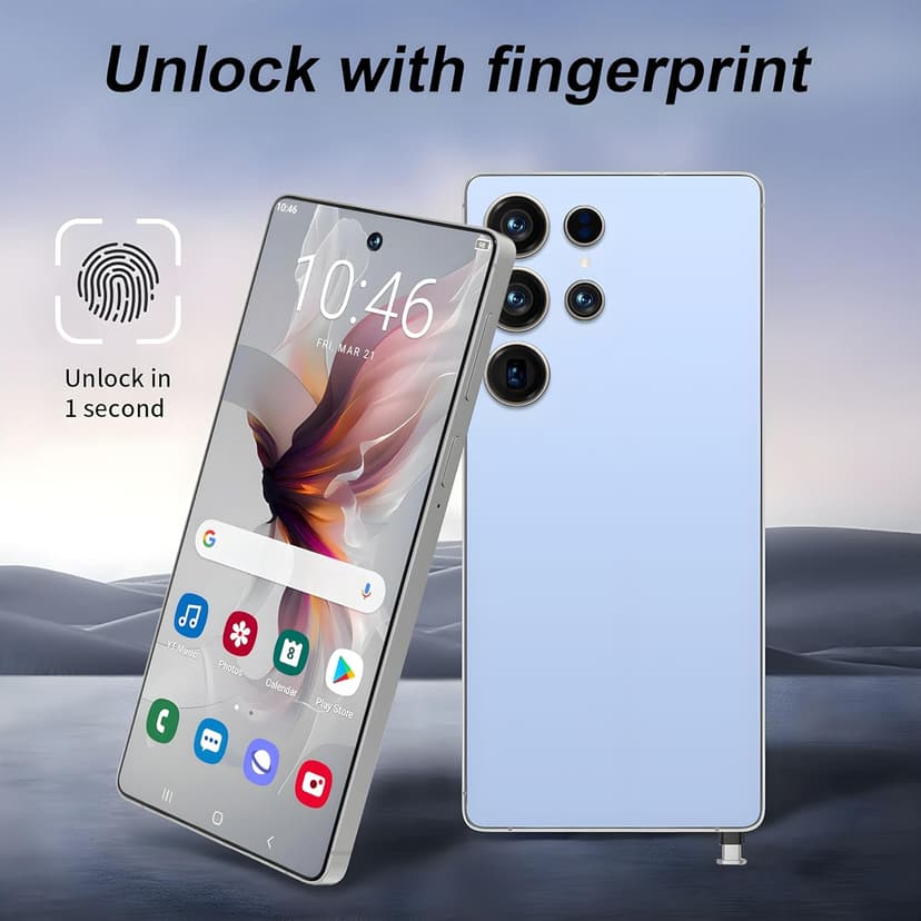 I25 Ultra 5G Unlocked Smartphone,6.8" HD Screen, 8GB+512GB,7000mAh Battery., 108MP+48MP Dual Camera, Android 14, Dual SIM/5G/Face ID/Fingerprint Lock/GPS (Gold)