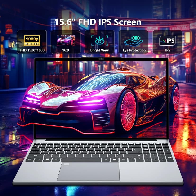 15.6 inch Gaming Laptop 2025, Laptop Computer with N95 Quad-Core up to 3.4GHz, 16GB DDR4 1TB SSD, Backlit Keyboard, Fingerprint Unlock, FHD 1920 * 1080, WiFi5, BT4.2, Win 11 Pro(Silver)