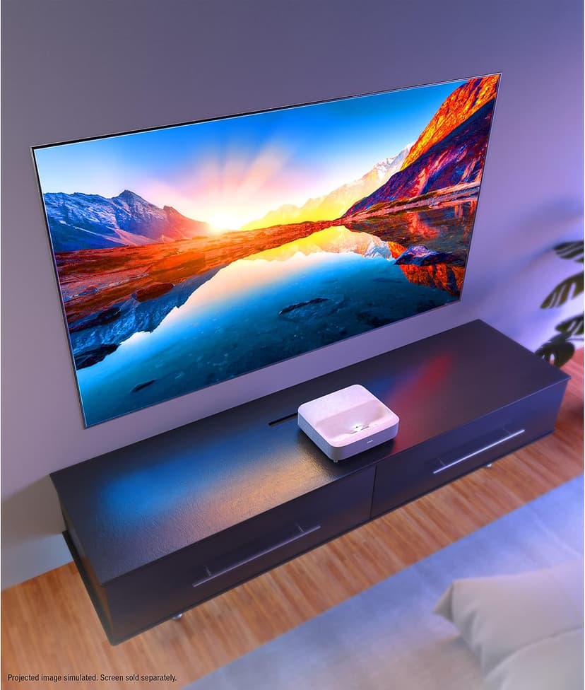 Epson EpiqVision Ultra Short Throw LS300 3LCD Smart Laser Projector, 3600 Lumens Color & White Brightness, HDR, Android TV, Yamaha Speakers, Bluetooth, Sports, Gaming, Movies - White (Renewed)