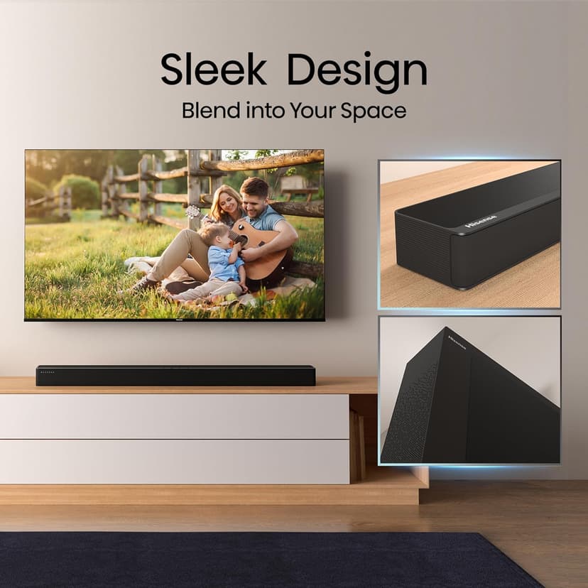 Hisense HS2100 2.1 Ch 240W Sound Bar with Wireless Subwoofer - DTS Virtual X, Dolby Audio, Ezplay, 6 EQ Modes, HDMI ARC, Bluetooth 5.3