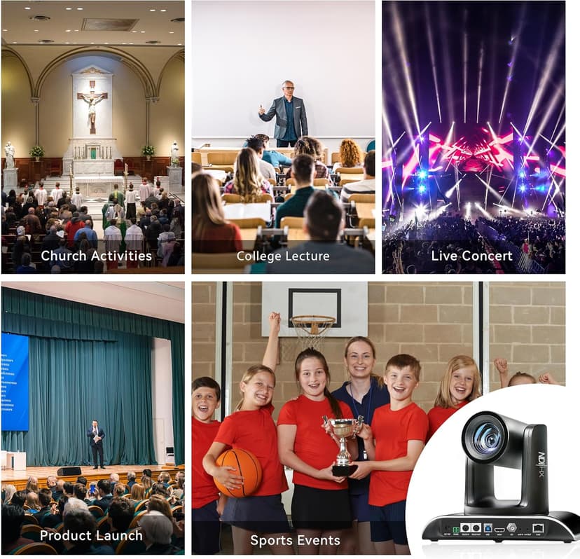 Tenveo AI Auto Tracking NDI PTZ Camera 3G-SDI/HDMI/USB3.0/LAN PoE 30X Optical+8X Digital Zoom IP Live Streaming Camera, FHD 1080P 60FPS for Church Services Worship Large Events Live Broadcast