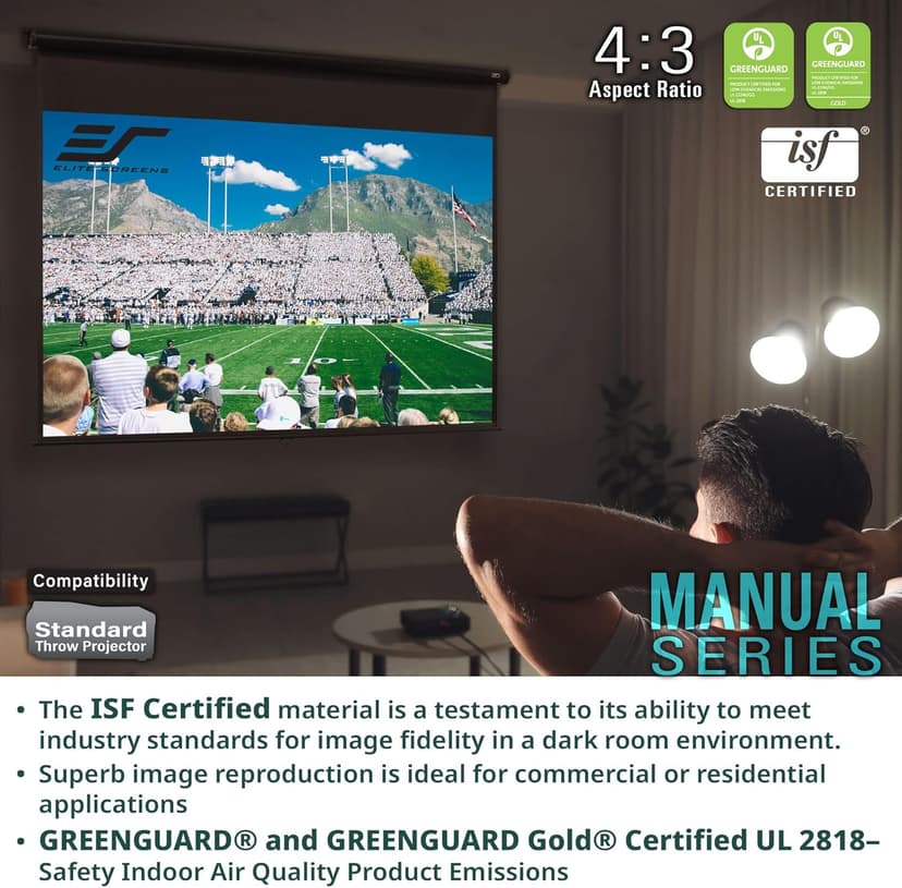 Elite Screens Manual Series, 150-INCH 16:9, Pull Down Manual Projector Screen with AUTO LOCK, Movie Home Theater 8K / 4K Ultra HD 3D Ready, 2-YEAR WARRANTY, M150UWH2
