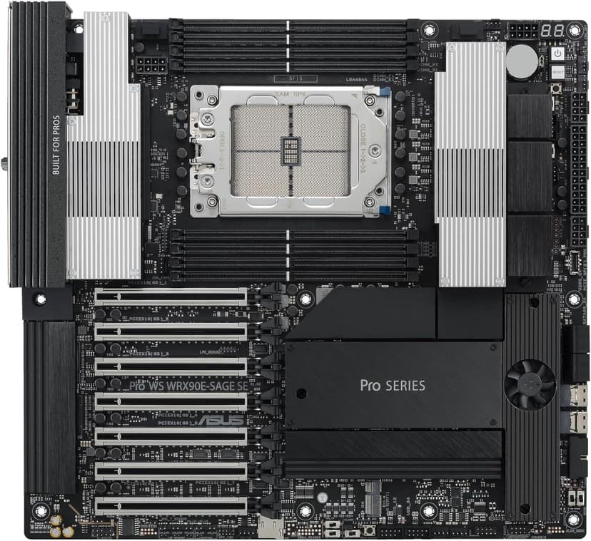 ASUS Pro WS WRX90E-SAGE SE EEB Workstation Motherboard, AMD Ryzen™ Threadripper™ PRO 7000 WX-Series, ECC R-DIMM DDR5, 32 Power-Stage,7xPCIe 5.0x16, PCIe 5.0 M.2, 10Gb & 2.5Gb LAN, Multi-GPU Support