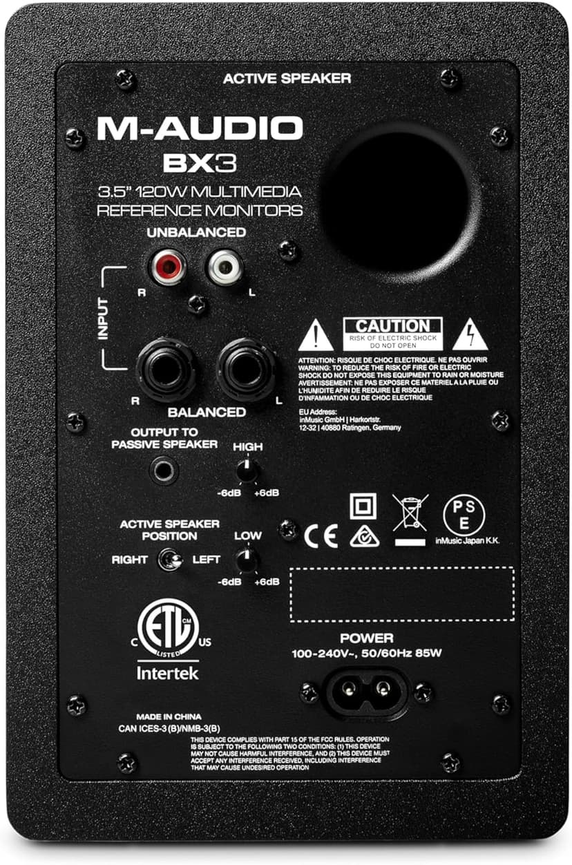 M-AUDIO BX3 Pair 3.5" 120W Studio Monitors, HD PC Speakers for Recording and Multimedia with Music Production Software