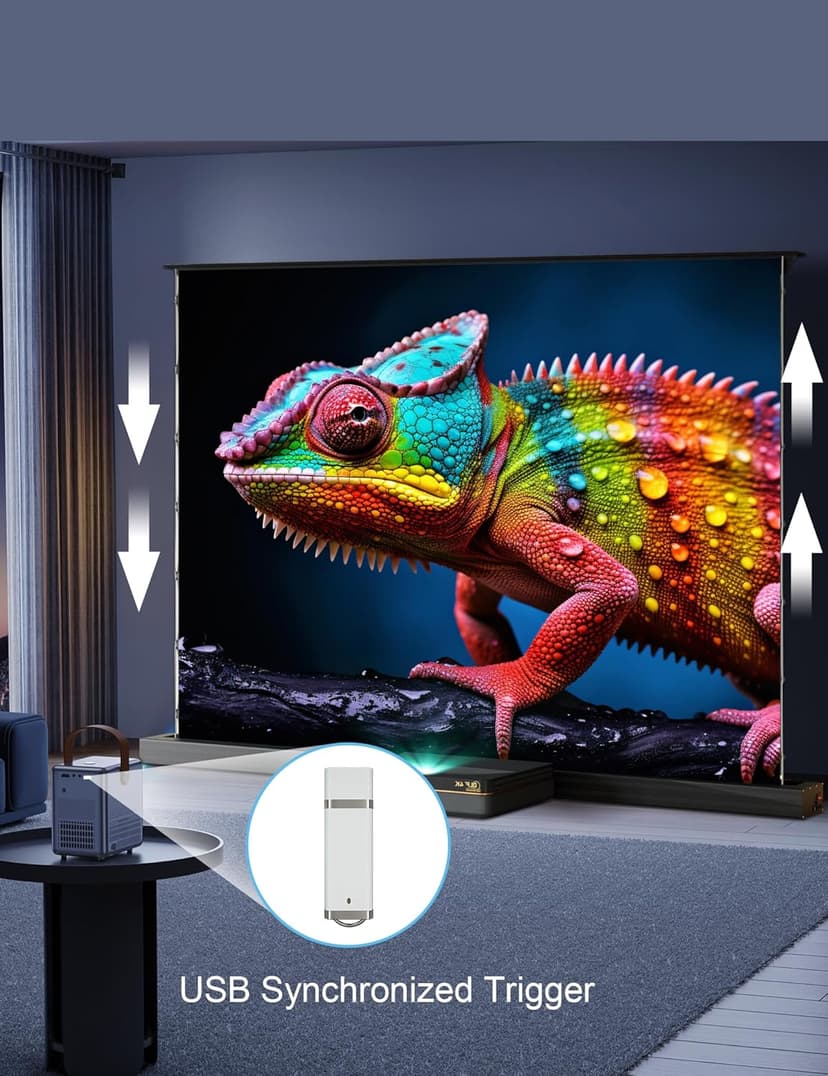 IN&VI 100" Motorized Floor Rising Projector Screen for Ultra Short Throw Projector,Motorized Projector Screen 4KUltra HD Active,ALR CLR Movie Screen for Home Theater