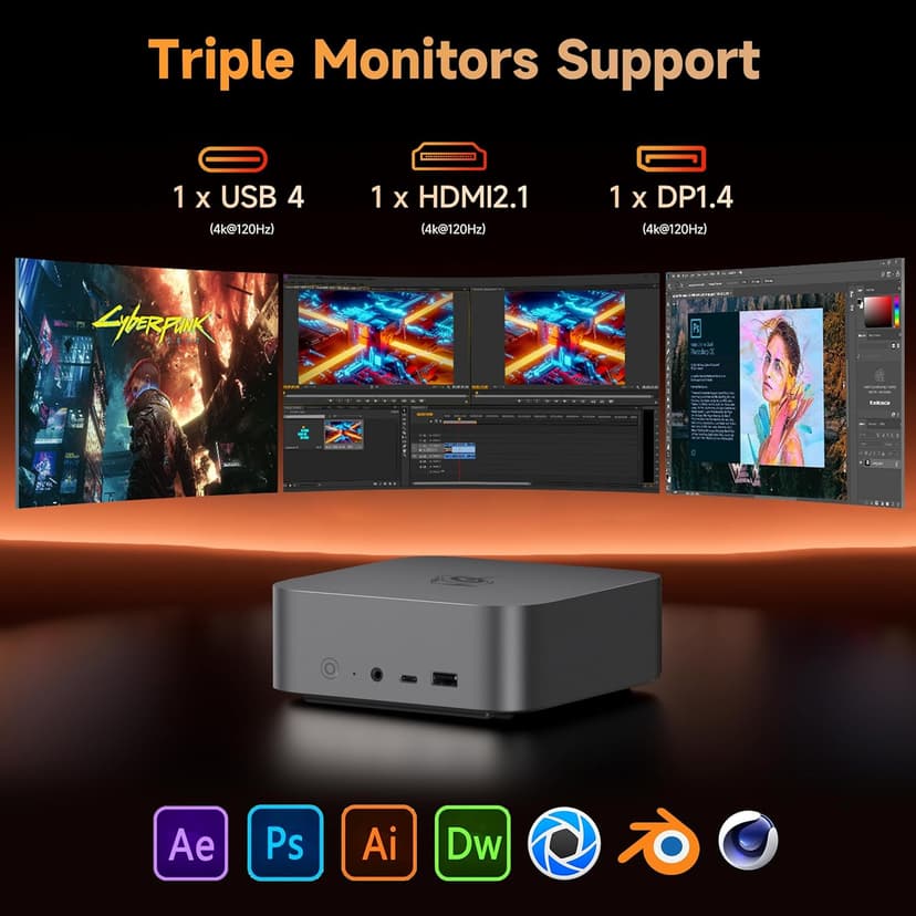 Beelink SER8 Mini PC AMD Ryzen 7 8745HS(UP to 4.9GHz), 32GB DDR5 1TB PCIE4.0 SSD, AMD Radeon 780M Graphics 12core 2600MHz Mini Gaming PC, USB4.0/Triple Display/WiFi6/BT5.2/2.5Gbps LAN Mini Computer