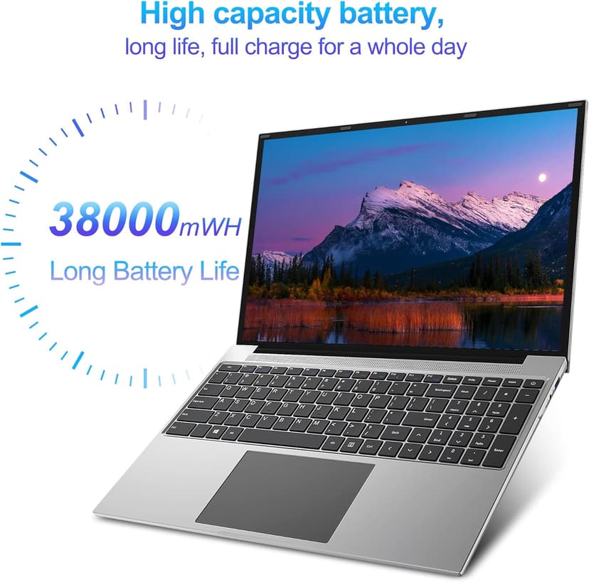 jumper 16 Inch Laptop, 4-Core N95 Processor, Up to 3.4Ghz, 16GB RAM, 640GB Storage,1200p FHD IPS Display, Windows 11 Computer, Office 365 1-Year Subscription, WiFi-6, 38Wh Battery.