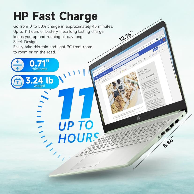 HP Student Business Laptop Computer - Intel N150 Processor, 16GB RAM, 384GB Storage (128GB UFS+256GB MSD), Microsoft Office Lifetime, w/DVD Drive, Copilot AI, 1TB Cloud Storage, AI Powered, Green