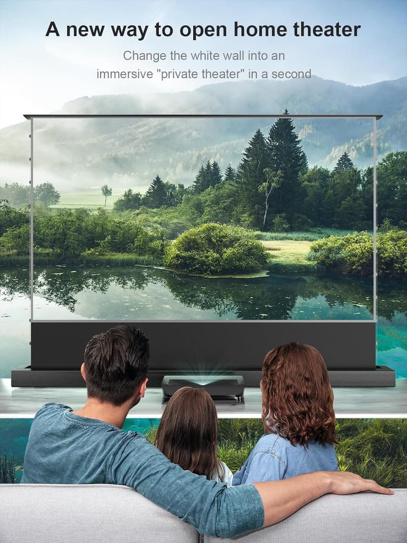 AWOL VISION 120" Motorized ALR Floor Rising Projector Screen for Ultra Short Throw Projector, Floor Stand Screen for Home Theater, 4K/8K Ultra HD, Active 3D, 95% Ambient Light Rejecting-ALR-F220C