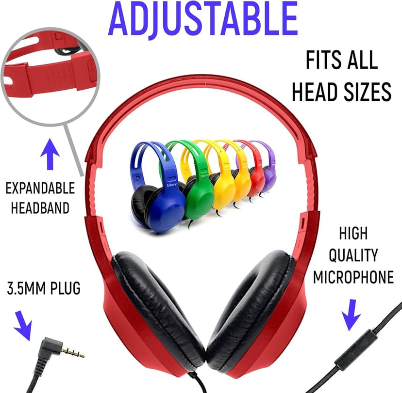 Bulk Headphones for Classroom with Microphone, Heavy-Duty School Pack Wired Headphones for Students. Teacher Must Haves Supplies from Elementary to College (24 Pack Mixed Color)