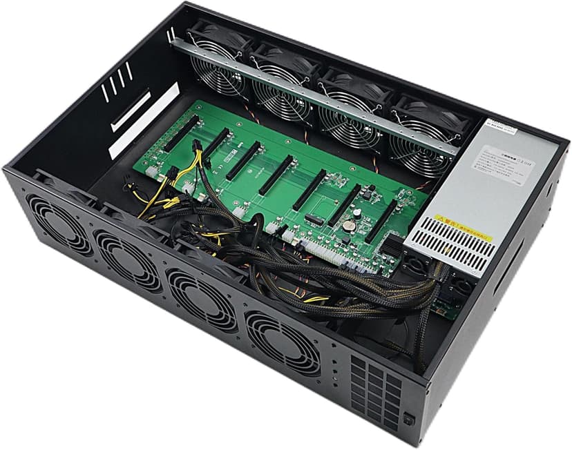 YunSPace 857 Mining Machine Motherboard,8 GPU Slots Miining Machine System,Adjustable Wind Speed Miner Barebone Motherboard with SSD,RAM(Without GPU)