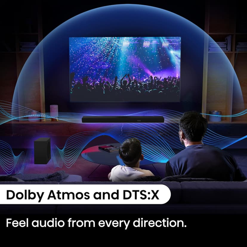 Hisense AX3100Q 3.1Ch Sound Bar with Wireless Subwoofer, Dolby Atmos, DTS:X, Bluetooth 5.3, Roku TV Ready, HDMI/AUX/ARC/Optical/USB, EzPlay, Ez UP, 7 EQ Modes