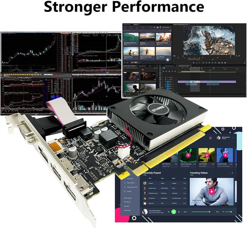 QTHREE GeForce GT 730 4GB DDR3 Low Profile Graphics Card, 2X HDMI, DP, VGA, PCI Express 2.0 x8,Gaming Video Card,Computer GPU for PC