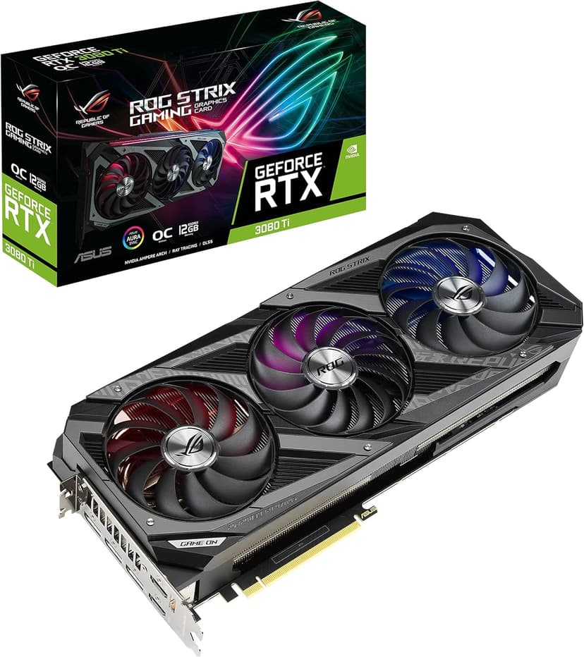 ASUS ROG Strix NVIDIA GeForce RTX 3080 Ti OC Edition Gaming Graphics Card (PCIe 4.0, 12GB GDDR6X, HDMI 2.1, DisplayPort 1.4a, Axial-tech Fan , 2.9-Slot, Super Alloy Power II, GPU Tweak II) (Renewed)