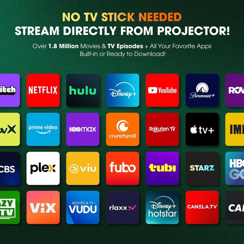 [2025 Netflix-Official | 386+ Built-in Apps] DBPOWER E2 Smart Projector with WiFi and Bluetooth, Mini Projector 4K with Netflix, Youtube, Disney+, Hulu, Max, Crunchyroll w Portable Case