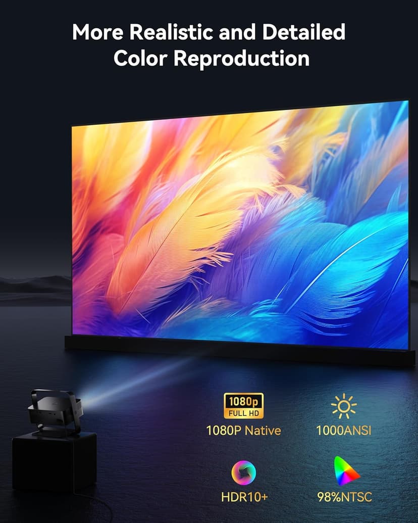 [Netflix Licensed & Native 1080P] Polocsh 4K Projector with WIFI 6 and Bluetooth, 1000ANSI Smart Projector with Auto Keystone Protable Projectors Home Theater Movie Outdoor Mini Proyector