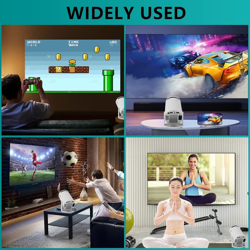 Mini projector portable projector movie home cinema bedroom student dorm projector watch soccer competition basketball match for laptop smartphone build in TV stick play game PS5 Switch