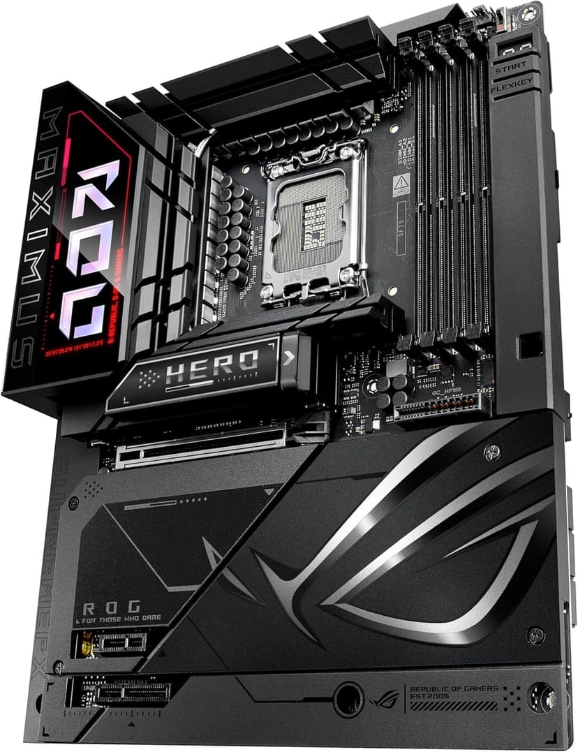 ASUS ROG MAXIMUS Z890 HERO BTF Z890 LGA 1851 ATX motherboard, hidden-connector design, Advanced AI PC Ready, 22+1+2+2 stages, DDR5, WiFi 7, 2.5G LAN, 6x M.2, PCIe 5.0, Thunderbolt 4, USB Type-C, AI OC