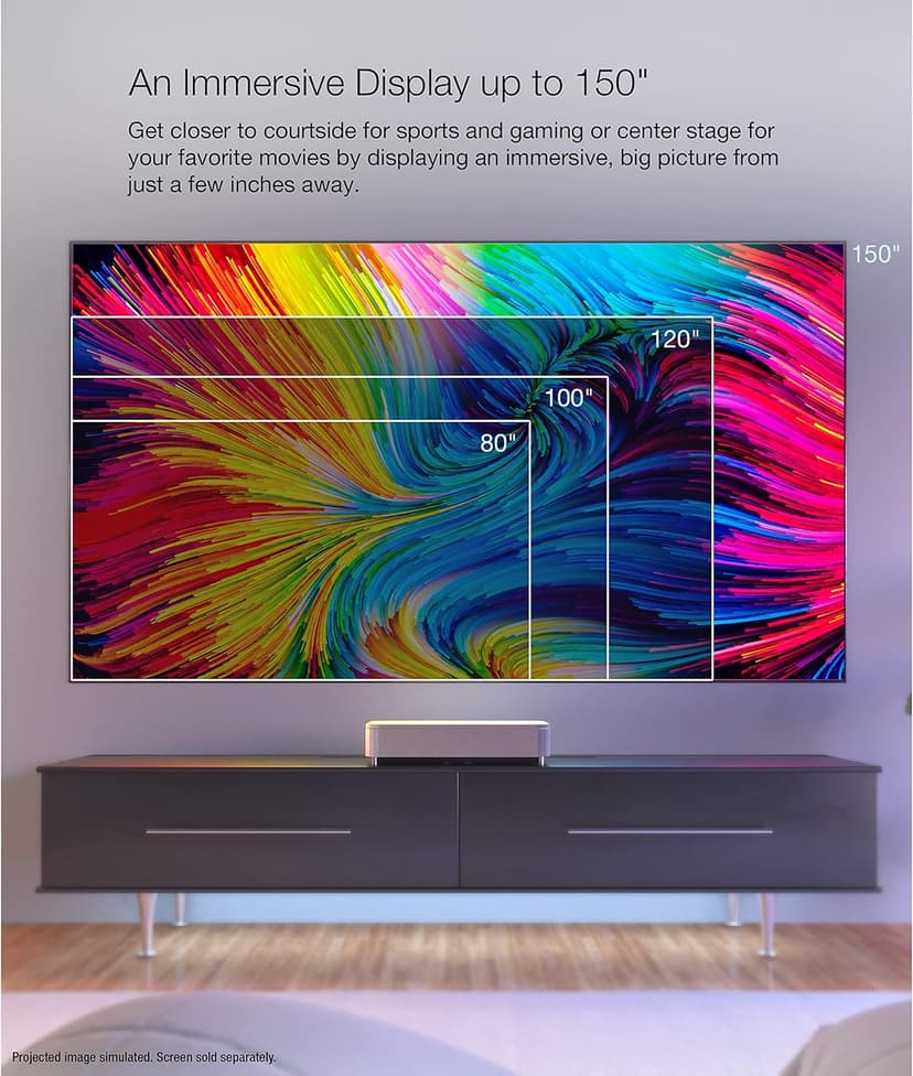 Epson EpiqVision Ultra LS800 Ultra Short Throw 3-Chip 3LCD Smart Streaming Laser Projector, 4,000 Lumens, 4K PRO-UHD, HDR, 150" Class, Android TV, 2.1ch Yamaha Built-in Speakers - White (Renewed)