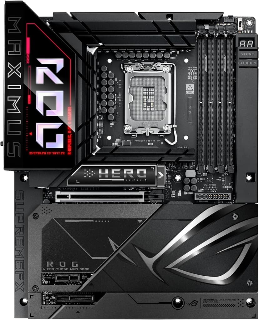 ASUS ROG MAXIMUS Z890 HERO BTF Z890 LGA 1851 ATX motherboard, hidden-connector design, Advanced AI PC Ready, 22+1+2+2 stages, DDR5, WiFi 7, 2.5G LAN, 6x M.2, PCIe 5.0, Thunderbolt 4, USB Type-C, AI OC