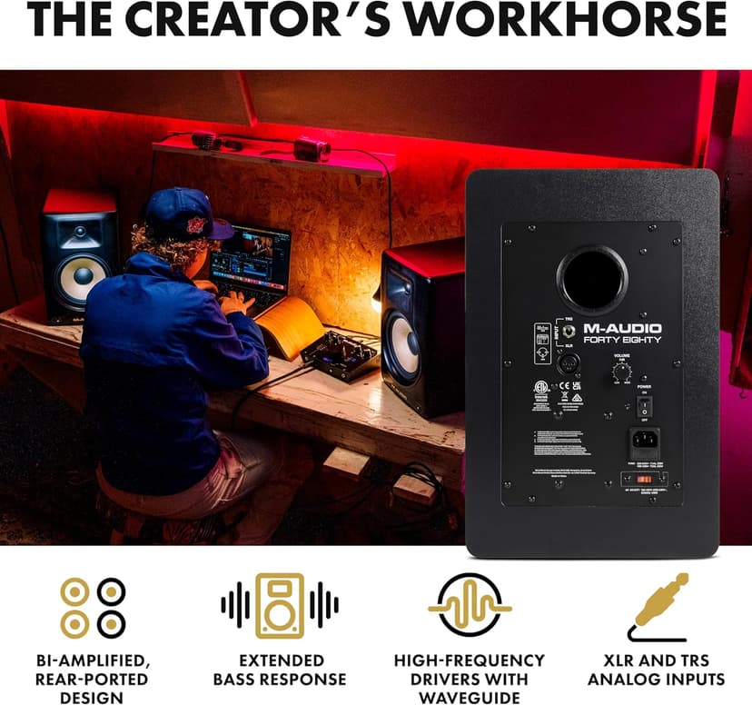 M-AUDIO Forty Eighty 8" 150W Studio Monitor Speaker for Production and Mixing with Precision DSP Crossover, EQ, Control App and Bluetooth