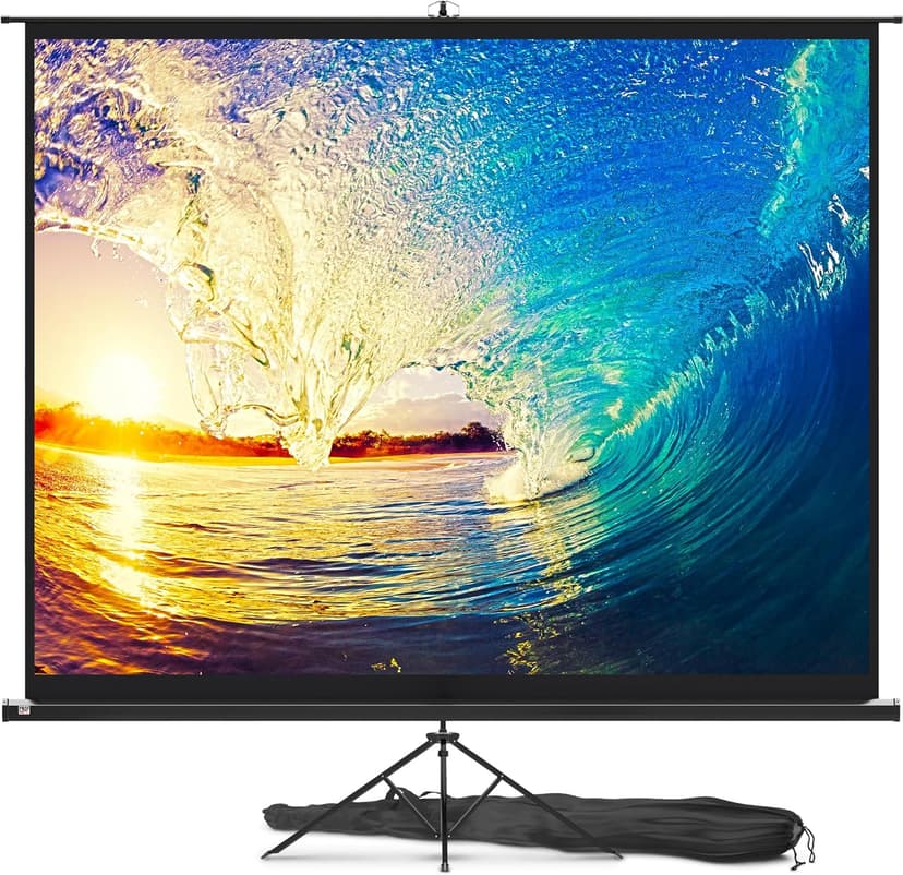 Projector Screen with Stand 120 inch - Indoor and Outdoor Projection Screen for Movie or Office Presentation - 4:3 HD Premium Wrinkle-Free Tripod Screen