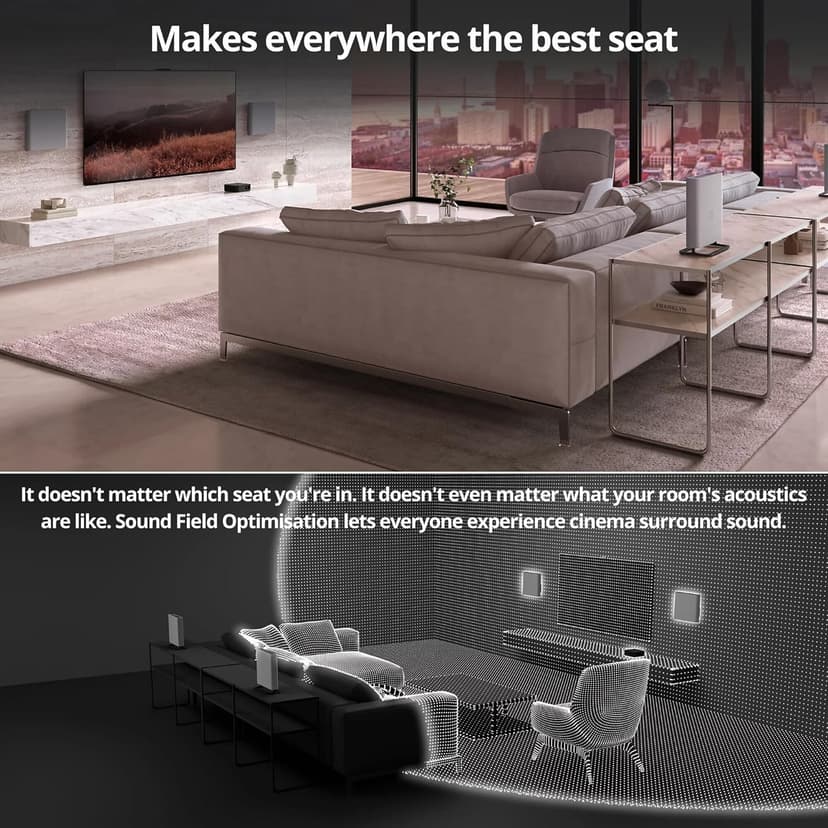 Sony BRAVIA Theater Quad Home Theater Surround Sound System with 4 Wireless Speakers (Gray) Bundle SASW3 Wireless Subwoofer, Monitor Isolation Pads, HDMI Cable, and Cable Ties (5 Items)