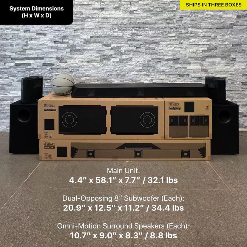 Nakamichi Dragon 11.4.6 Home Surround Sound System with Dolby Atmos and DTS:X Pro. Best Soundbar with AVR Processing