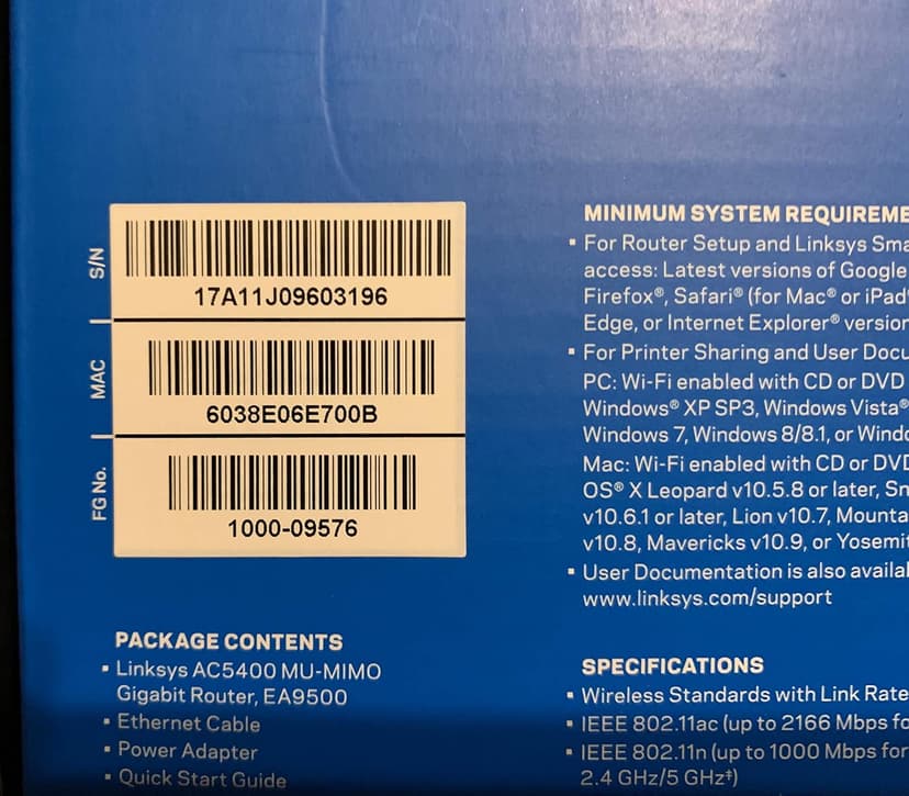 Linksys WiFi 5 Router, Tri-Band, 3,000 Sq. ft Coverage, 25+ Devices, Speeds up to (AC5400) 5.4Gbps - EA9500