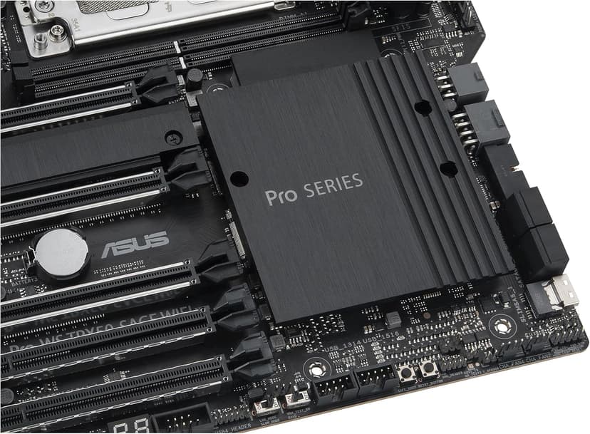 ASUS Pro WS TRX50-SAGE WIFI CEB Workstation motherboard, AMD Ryzen Threadripper PRO 7000 WX,ECC R-DIMM DDR5, 36 power-stage, WiFi 7,PCIe 5.0 x 16,PCIe 5.0 M.2, 10 Gb and 2.5 Gb LAN, multi-GPU support.