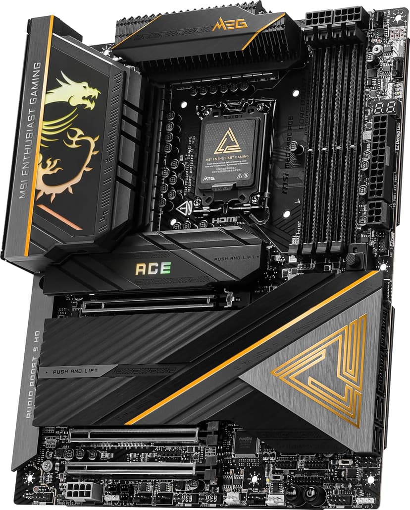 MSI MEG Z890 ACE Gaming Motherboard (Support Core Ultra Series 2 Intel Processors, LGA 1851, DDR5, PCIe 5.0, M.2, SATA, 10Gbps LAN, USB Type-C, Wi-Fi 7, Bluetooth 5.4, Thunderbolt 4, ATX)