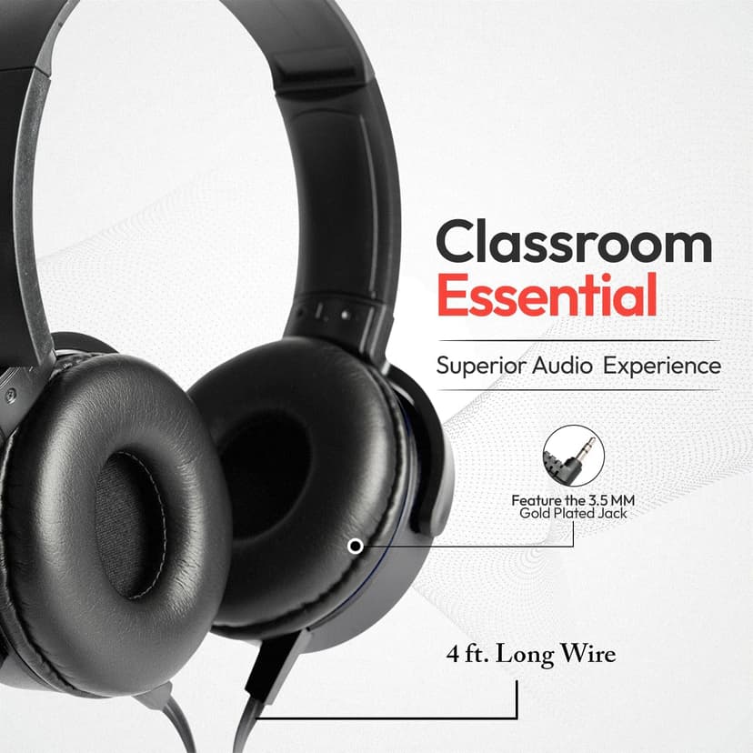 Bulk Headphones for Classroom, 12 Pack Durable Wired School Headphones for Students. Teacher Must Haves Supplies from Elementary to College (Black Color)