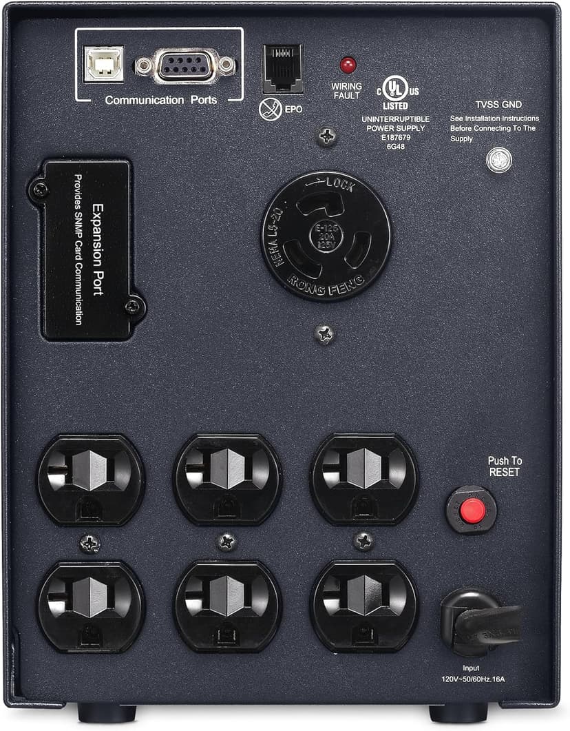 CyberPower PR2200LCDSL Smart App Sinewave UPS System, 2070VA/1980W, 7 Outlets, AVR, Mini-Tower