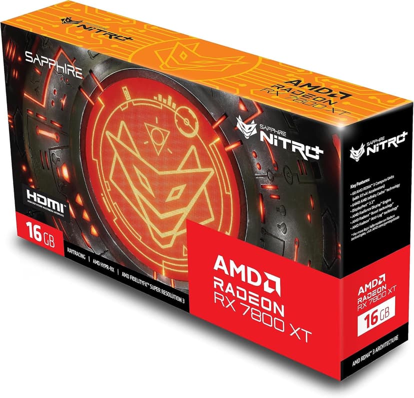 Sapphire 11330-01-20G Nitro+ AMD Radeon RX 7800 XT Gaming Graphics Card with 16GB GDDR6, AMD RDNA 3